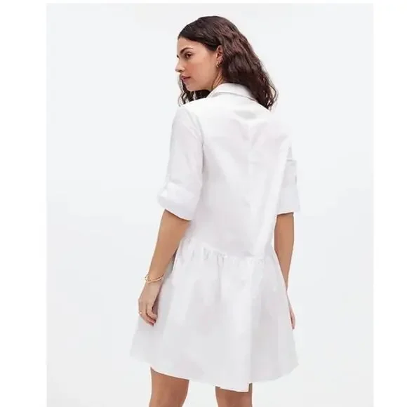 NWT Madewell Button-Front Mini Poplin Shirtdress in White Size S - Picture 3 of 15